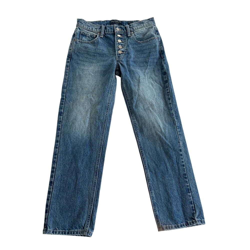 Lucky Brand Boy Mid Rise Relaxed Jeans Womens 00/24 Blue Button Fly Straight Leg